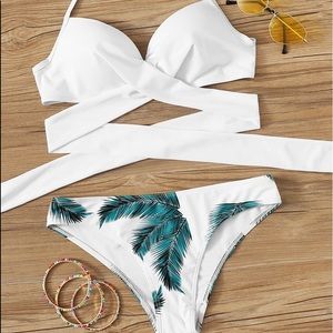 SHEIN wrap top bikini with patterned bottoms